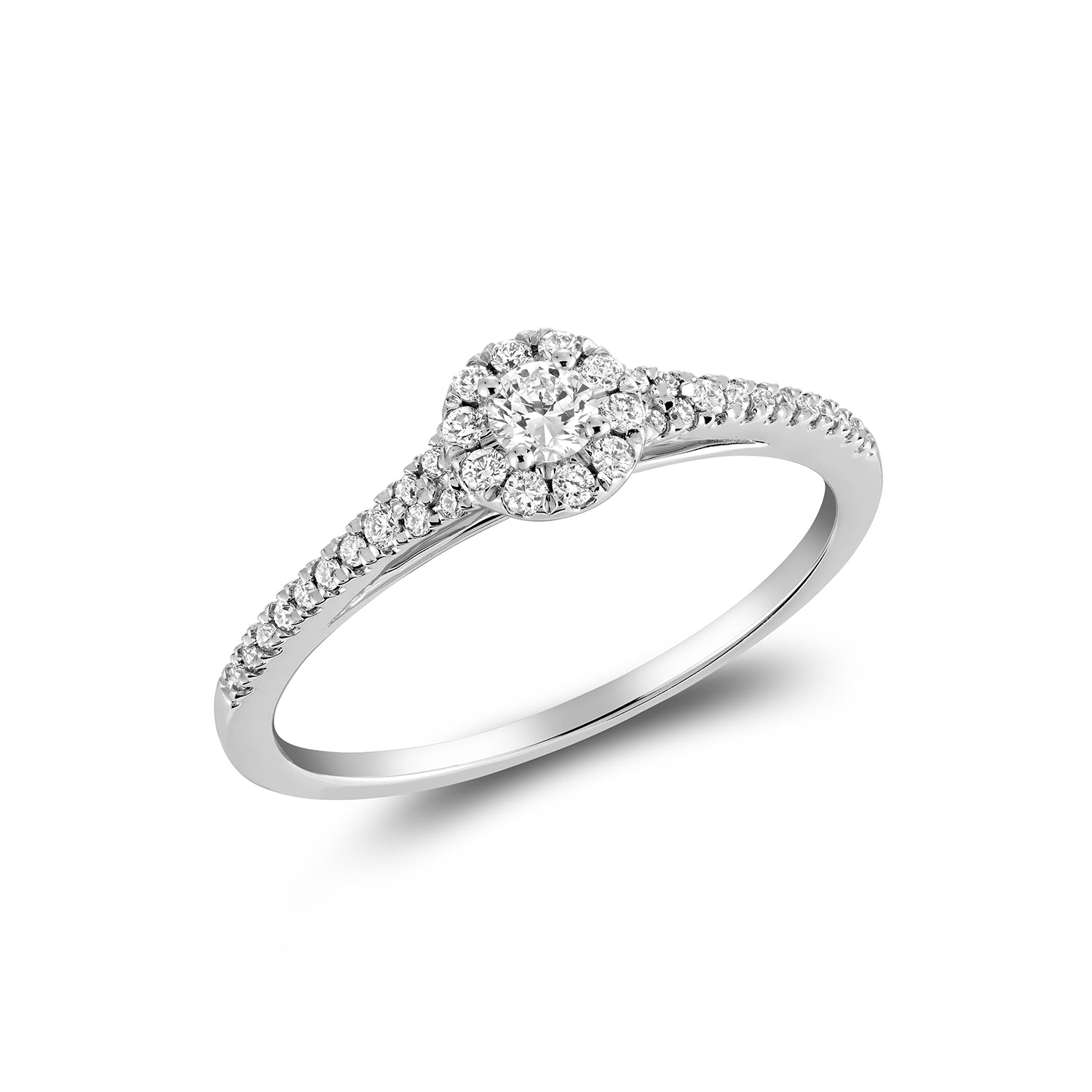 Pave Round Diamond Halo Ring