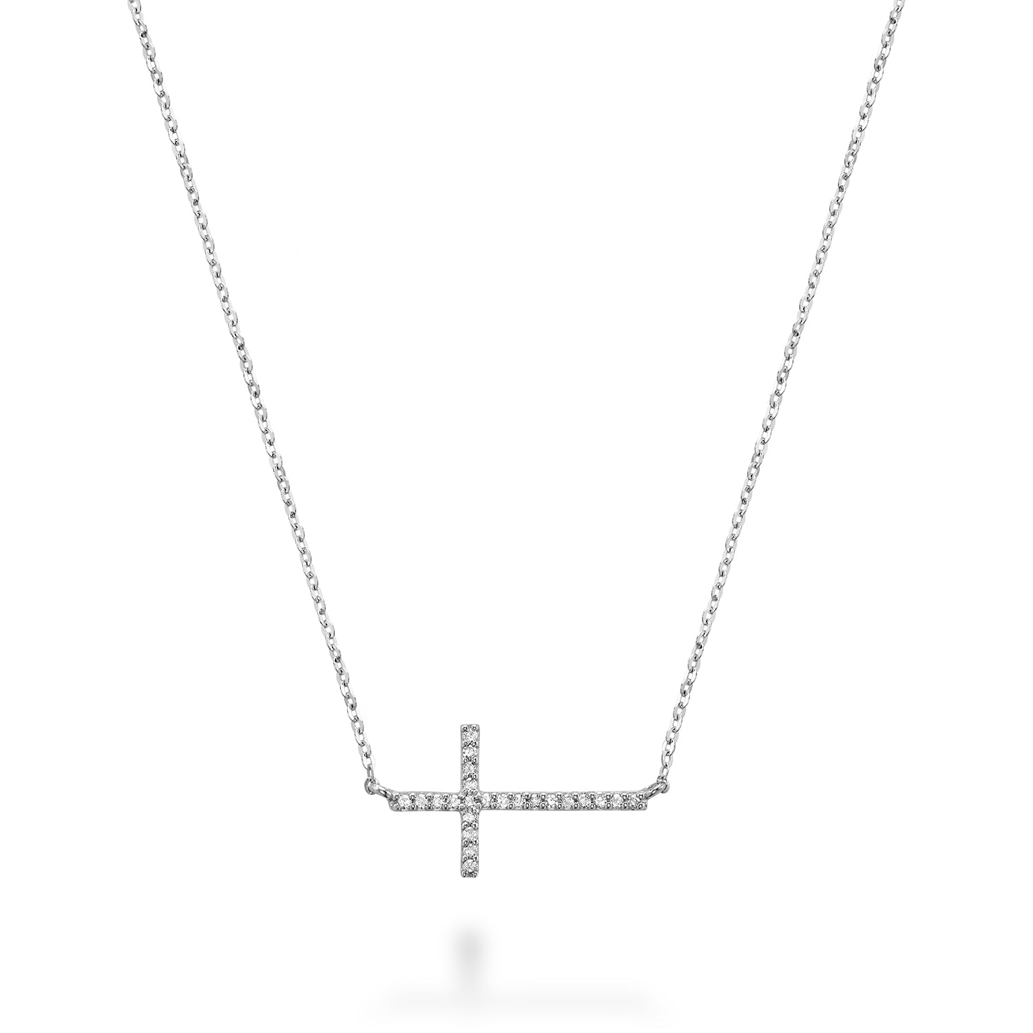 Sideway Cross Diamond Necklace