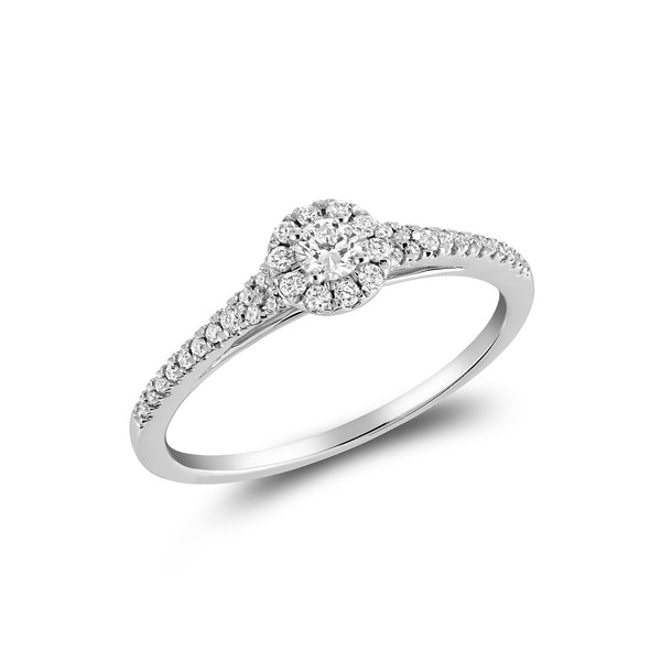 Pave Round Diamond Halo Ring
