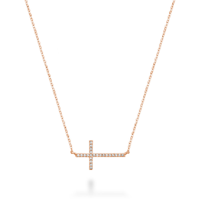 Sideway Cross Diamond Necklace
