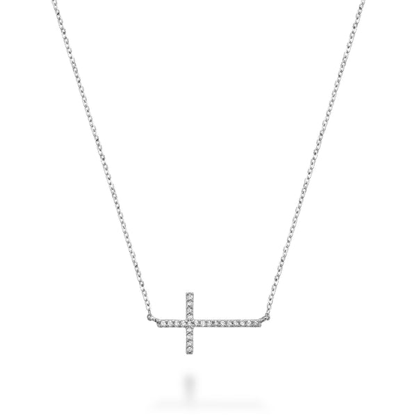Sideway Cross Diamond Necklace