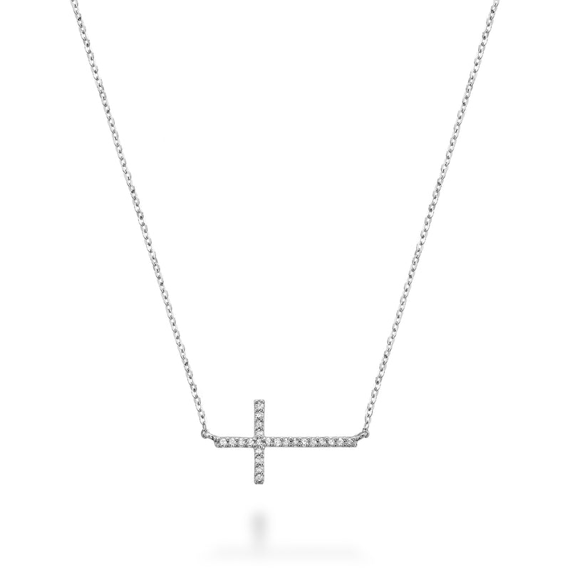 Sideway Cross Diamond Necklace