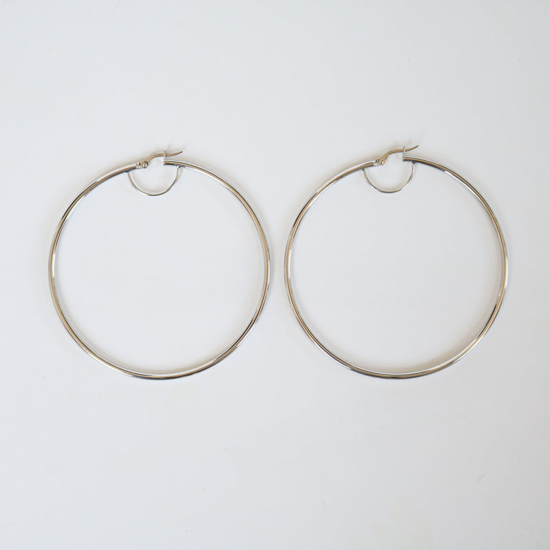 White Gold Classic Hoops