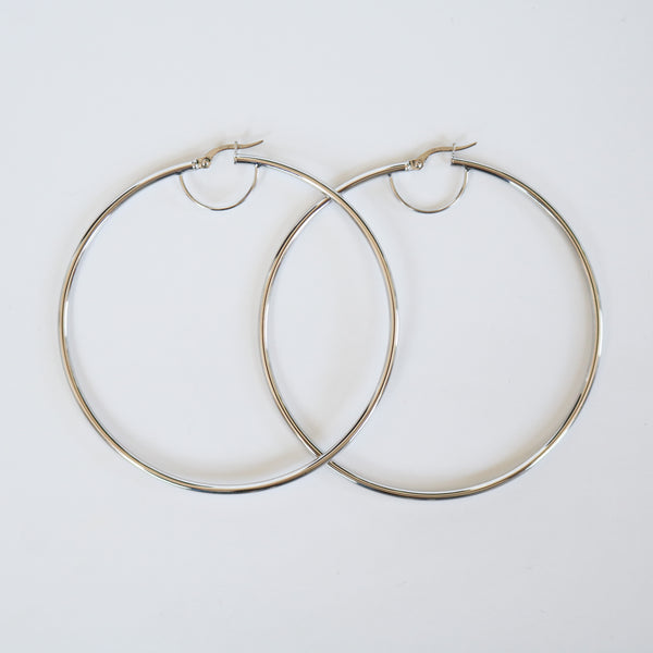 White Gold Classic Hoops
