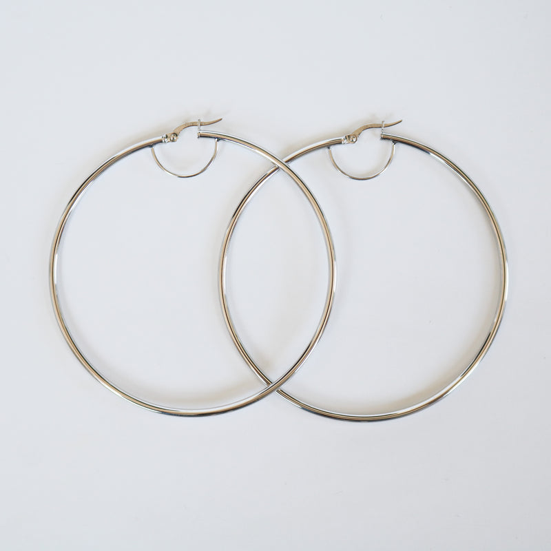 White Gold Classic Hoops