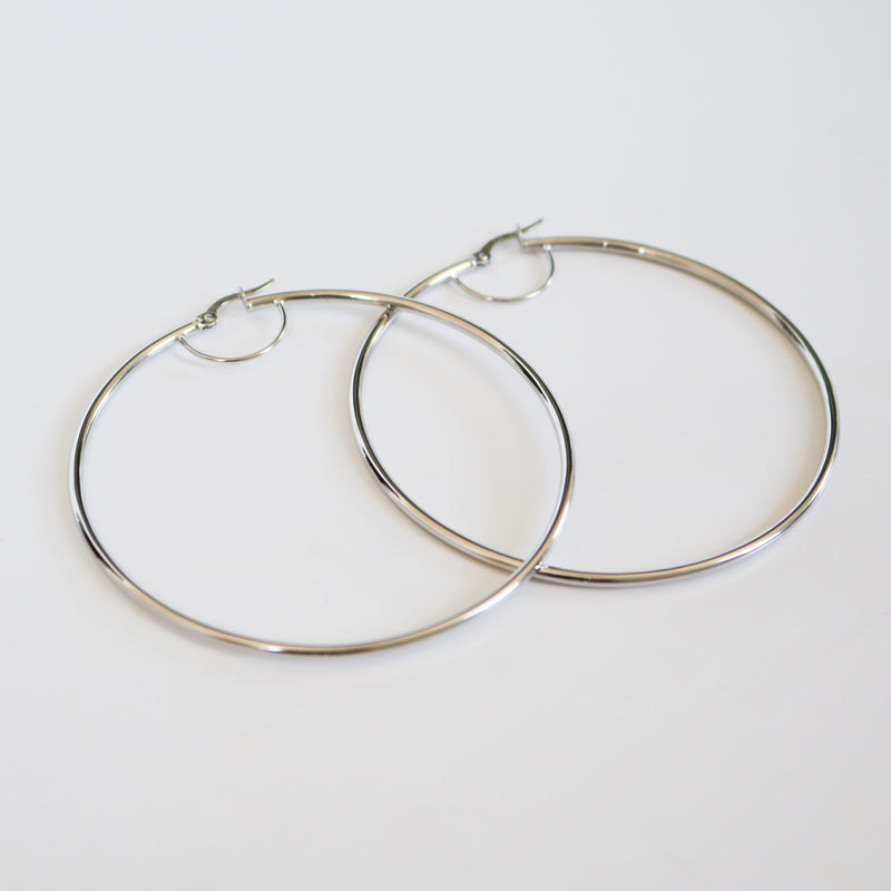 White Gold Classic Hoops