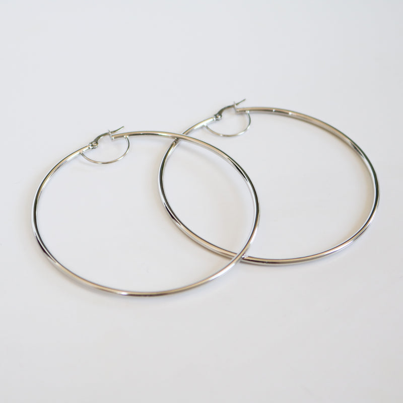 White Gold Classic Hoops
