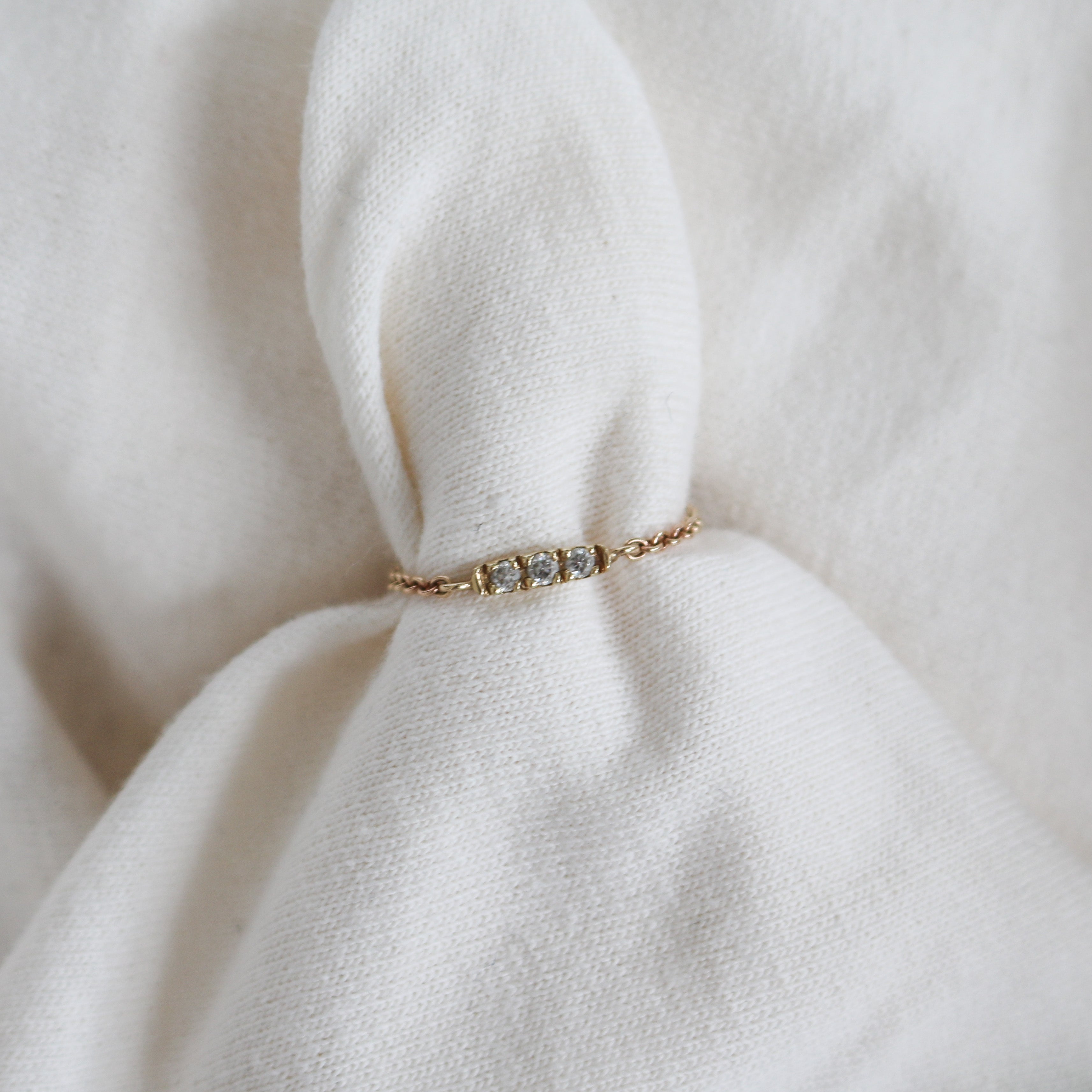 Yellow Gold Bar Chain Ring