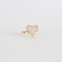 Bague coeur en émail blanc