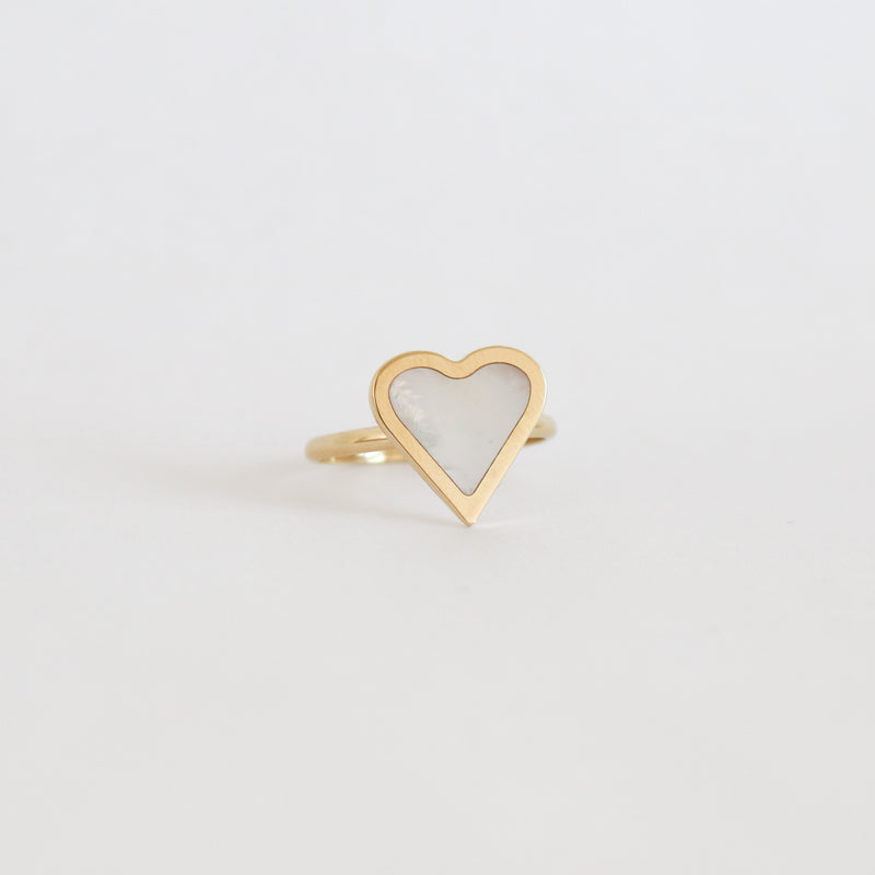 Bague coeur en émail blanc