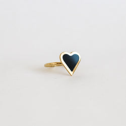 Bague coeur en émail noir