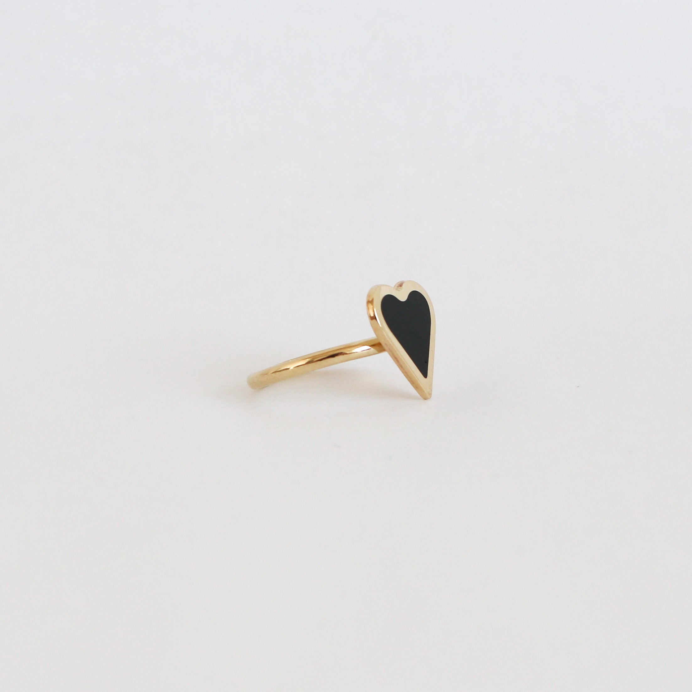 Black Enamel Heart Ring