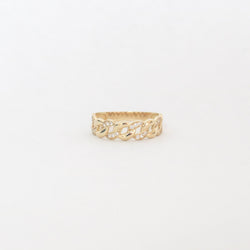 Half Pave Cuban Link Ring