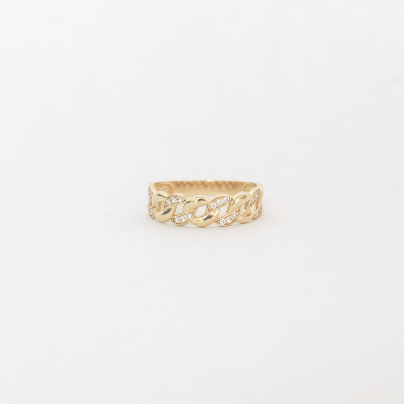 Half Pave Cuban Link Ring
